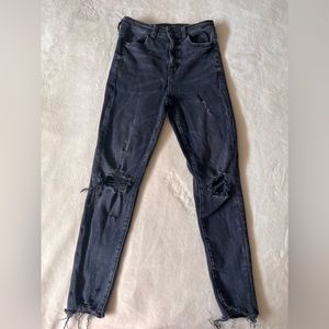 American Eagle Outfitters Dark Gray Distressed Ripped Jeans Size 4 Short